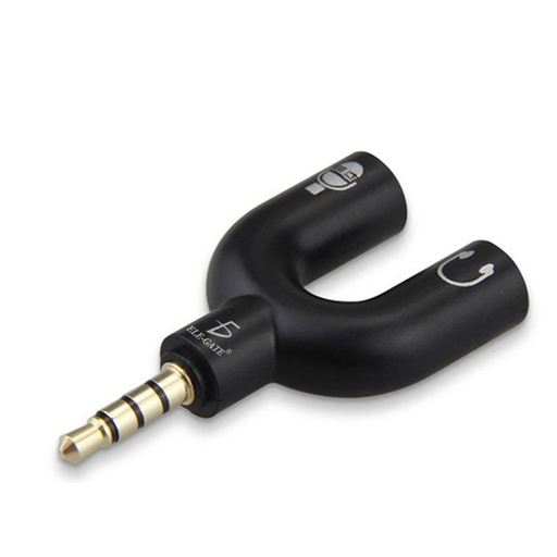 [791280914476] CONVERTIDOR AUX 3.5 MM A AUDIFONO Y MICROFONO ELE-GATE ZJT42 NEGRO